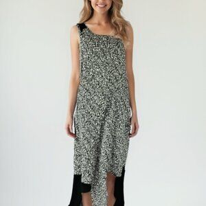 💕 Simply Vera Vera Wang Black and White Asymmetrical High-Low Sundress M